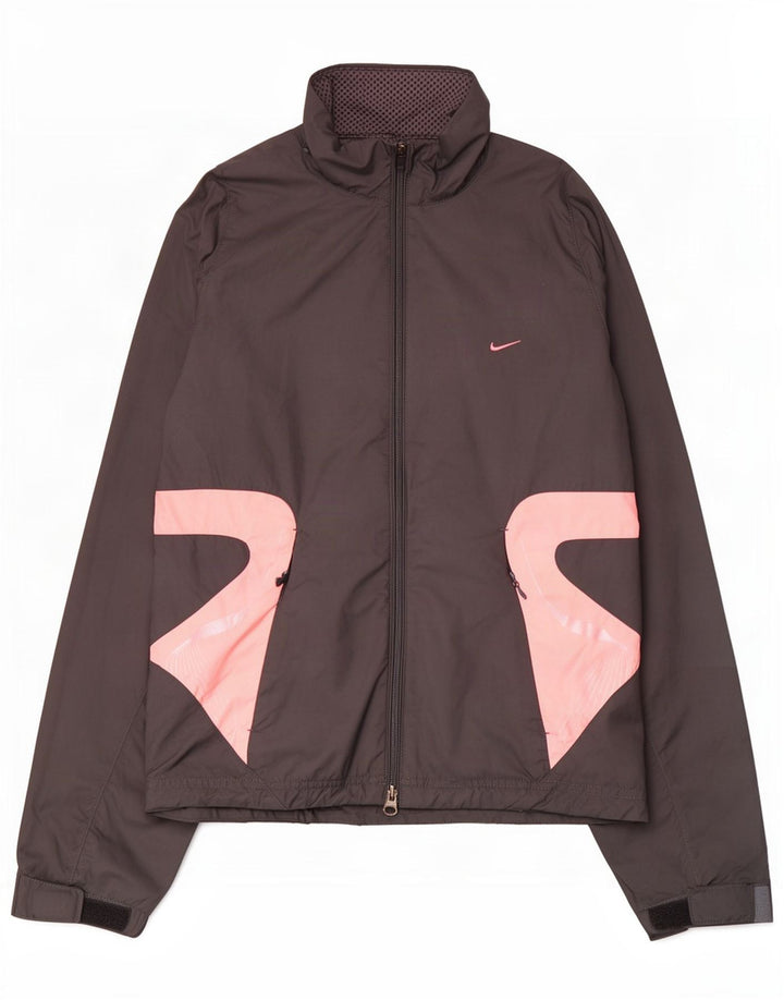 Женская непромокаемая куртка Nike Climalite UK 8/10, маленькая серая, полиэстер с цветными блоками