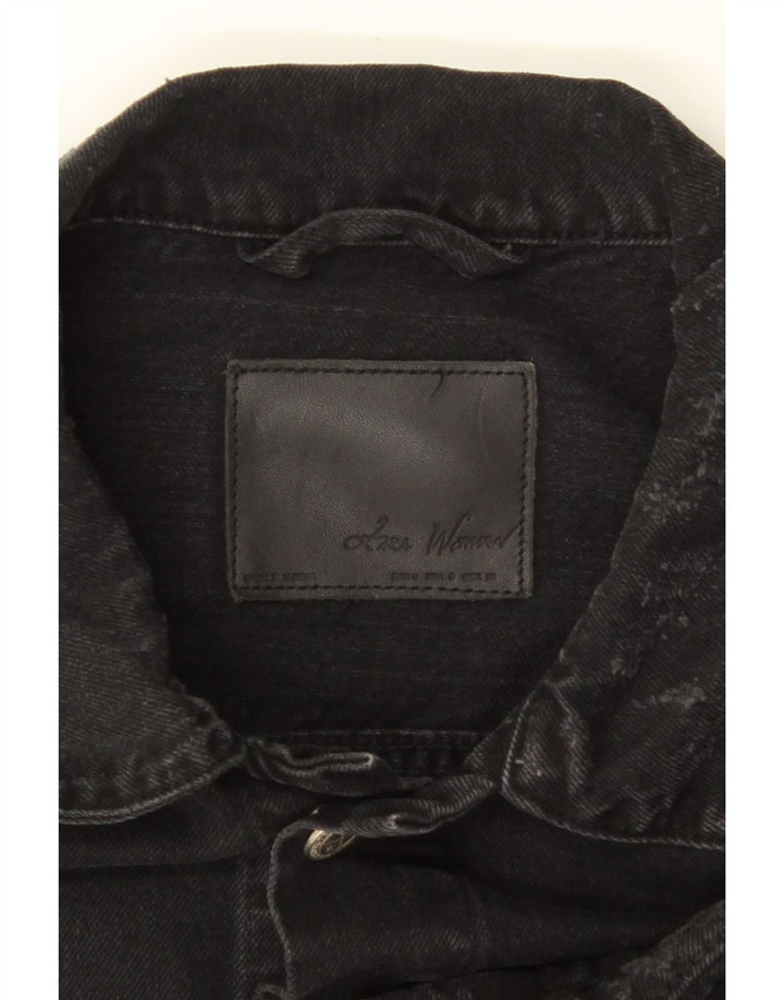 Мужская джинсовая куртка ZARA UK 36, маленькая, черный, хлопок