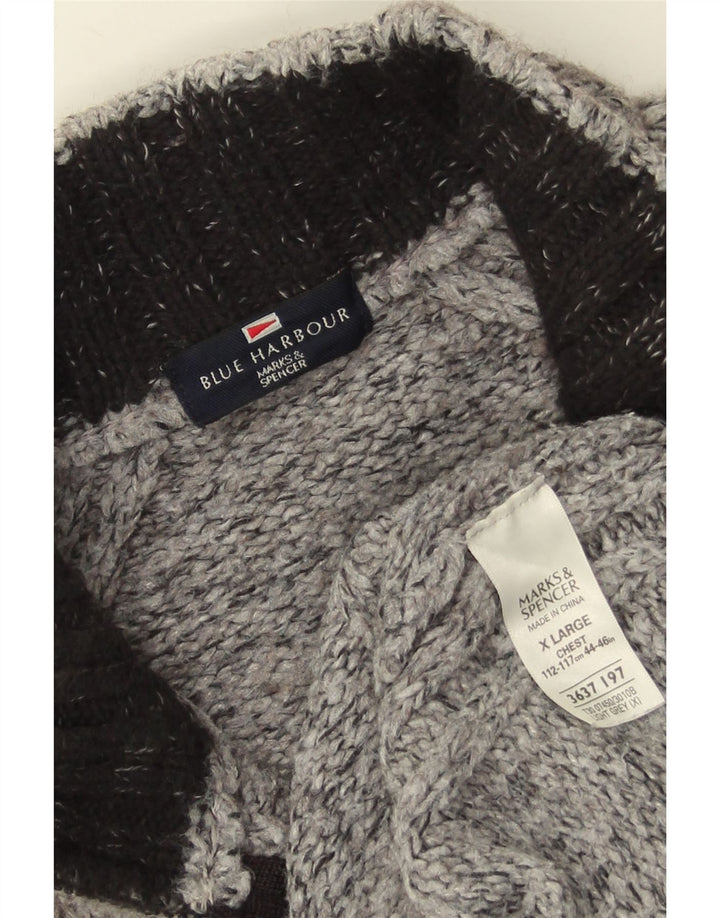 Мужской джемпер с воротником на молнии Marks & Spencer Blue Harbour XL, серый в крапинку