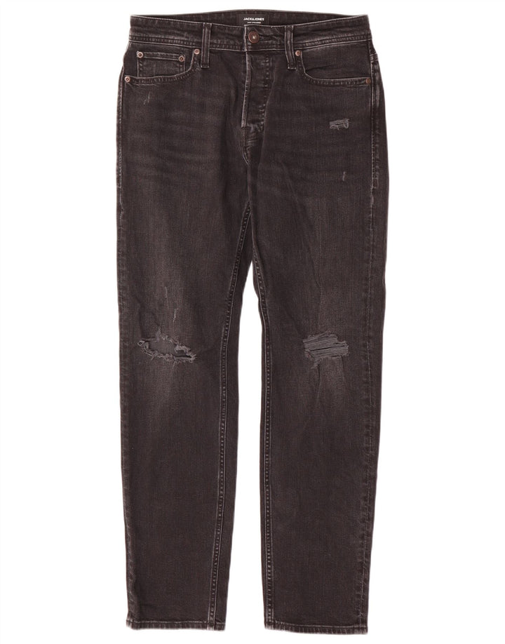 Мужские потертые узкие джинсы Jack & Jones W29 L30, черный хлопок