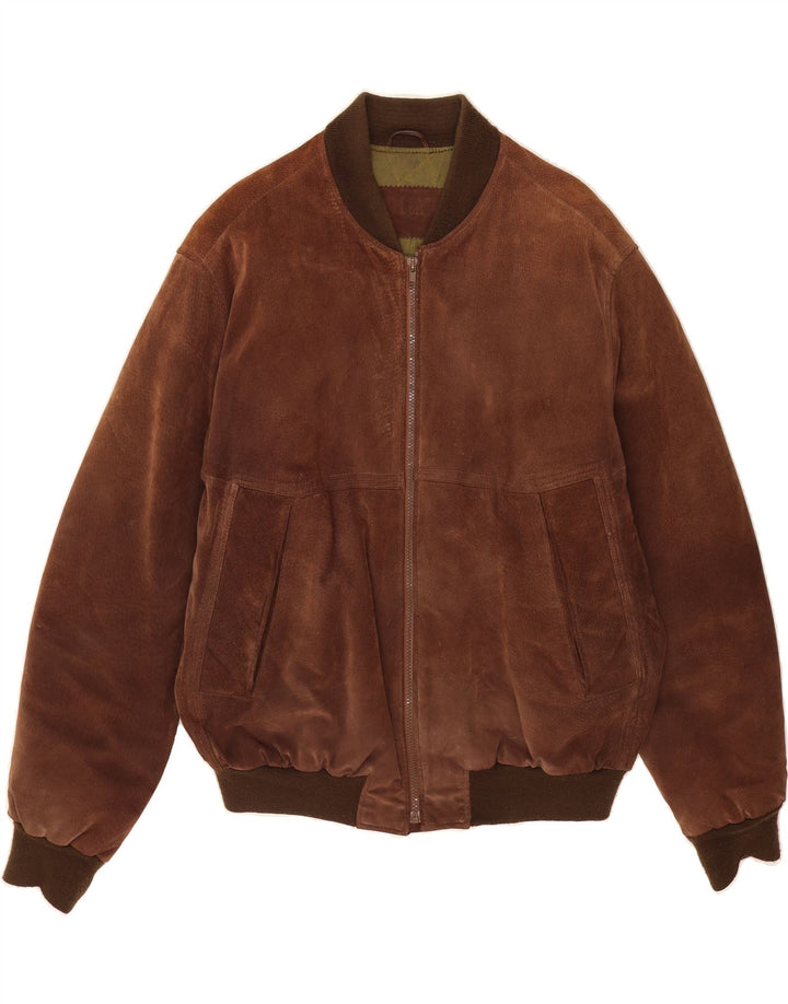 Мужской замшевый бомбер VINTAGE UK 40, большой, коричневый кожаный
