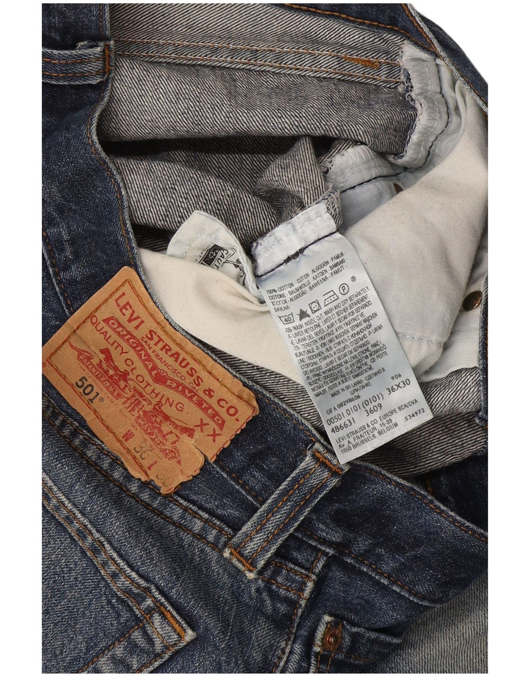 Мужские прямые джинсы Levi's 501 W36 L27 синие, хлопок