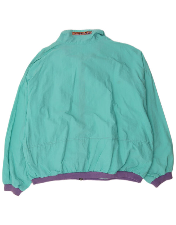 Винтажный мужской спортивный костюм, верхняя куртка XL, синий полиамид с геометрическим узором