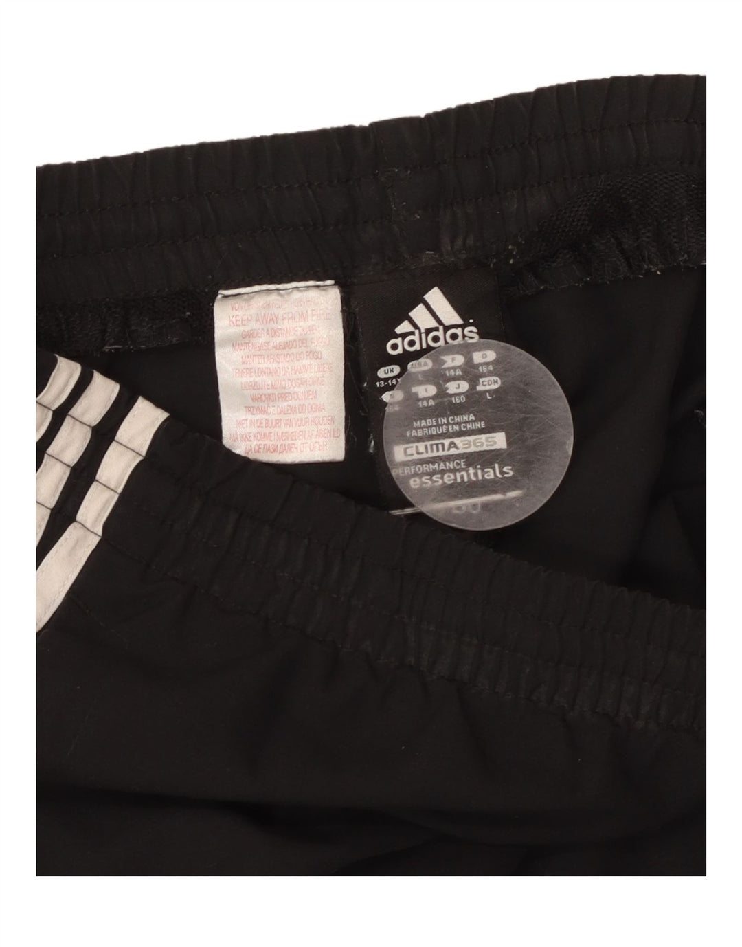 ADIDAS Boys Climalite Tracksuit Trousers 13-14 Years Black Polyester