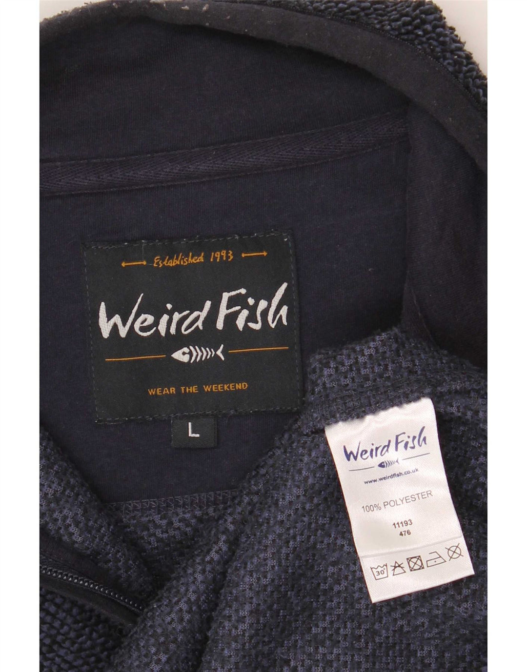 Мужской свитшот с воротником на молнии Weird Fish, большой темно-синий полиэстер