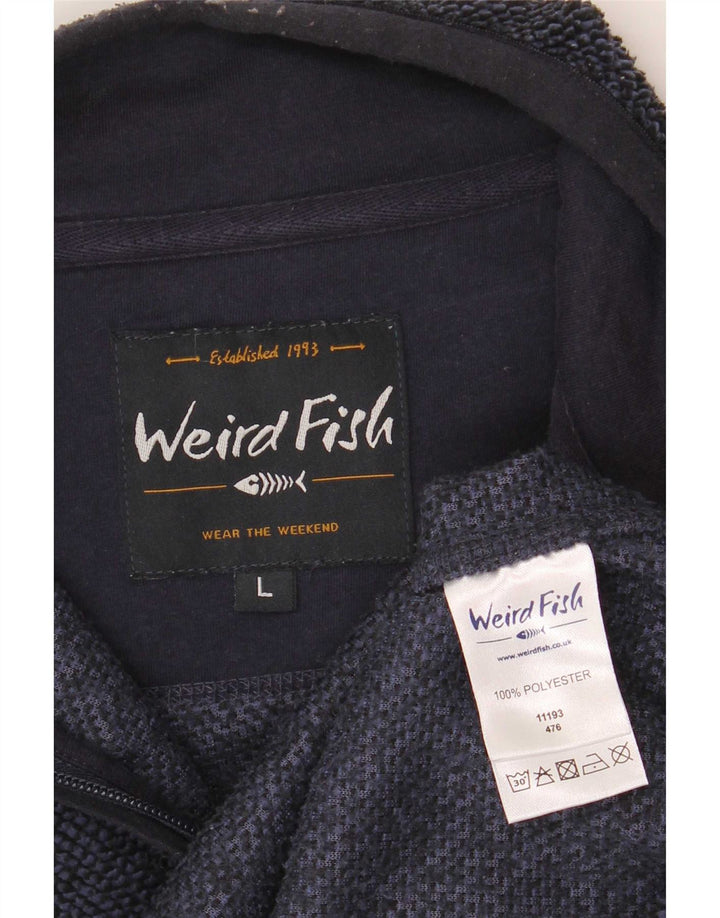 Мужской свитшот с воротником на молнии Weird Fish, большой темно-синий полиэстер