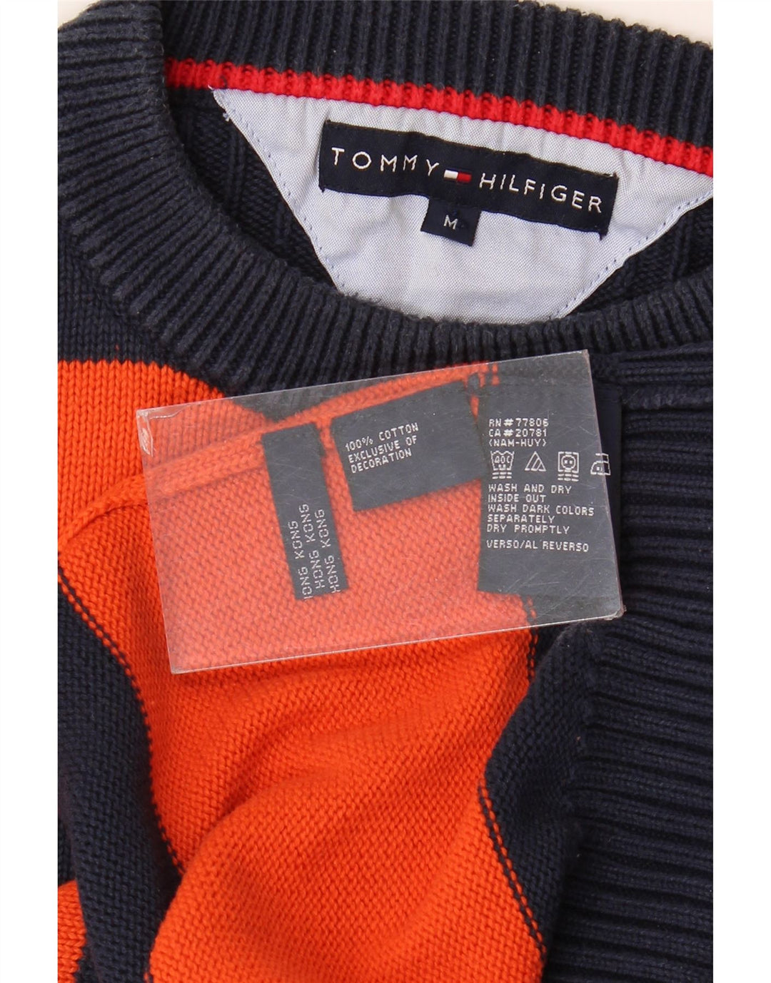 Мужской джемпер с круглым вырезом Tommy Hilfiger, средний темно-синий с цветными блоками