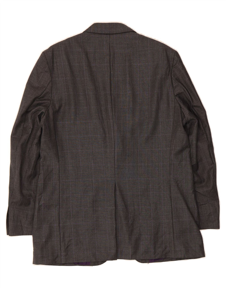 MARKS & SPENCER Mens 3 Button Blazer Jacket UK 42 XL Grey Check Wool Vintage Marks & Spencer and Second-Hand Marks & Spencer from Messina Hembry 