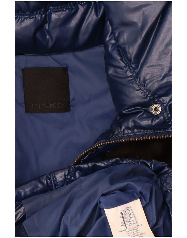 Женская стеганая куртка PINKO UK 8, маленькая, темно-синяя, полиамид