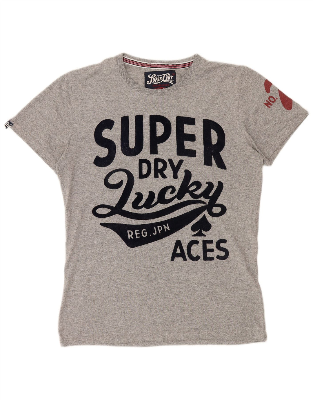 SUPERDRY Мужская футболка с рисунком Верх среднего серого цвета, хлопок