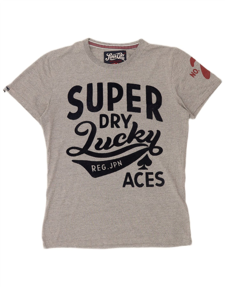 SUPERDRY Мужская футболка с рисунком Верх среднего серого цвета, хлопок