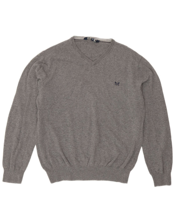 Crew Clothing Женский джемпер с v-образным вырезом, Великобритания 14, средний серый хлопок
