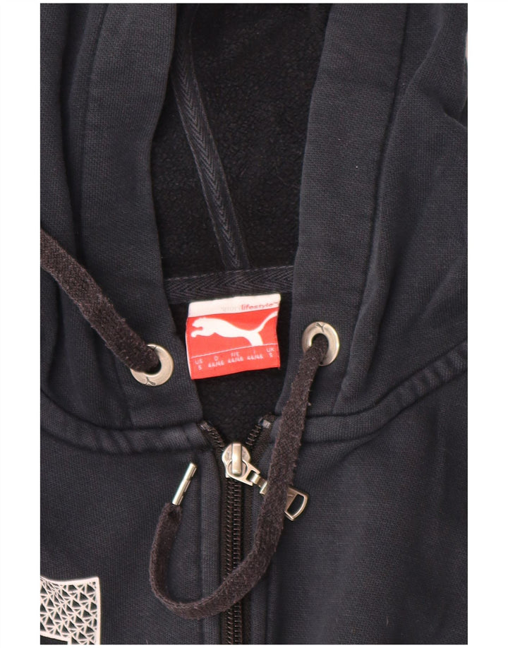 Женский свитер с капюшоном на молнии с графическим рисунком PUMA UK 10, маленький, черный, хлопок