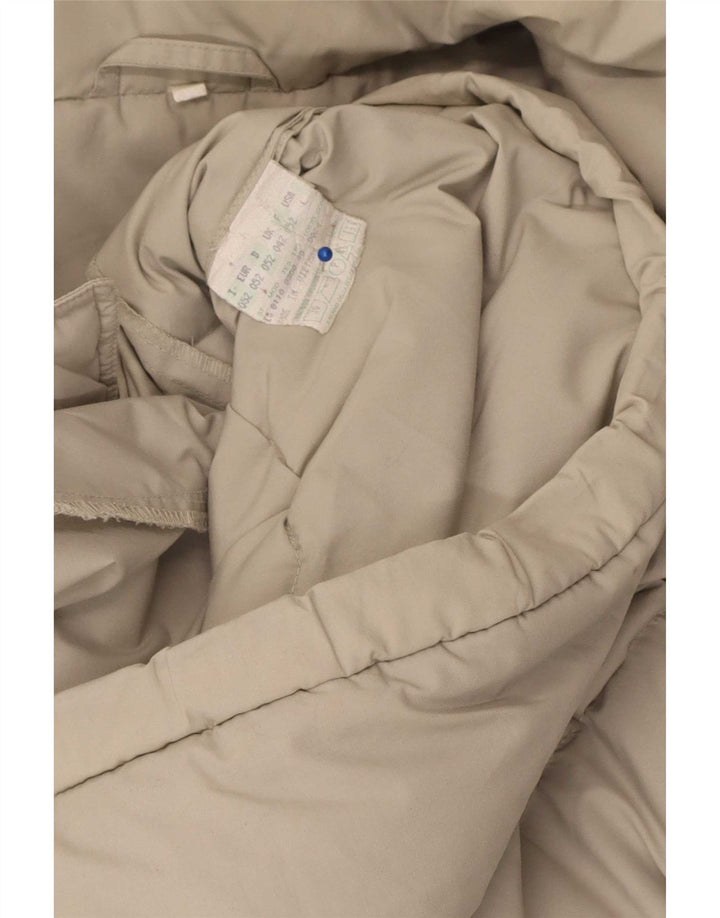 Винтажная мужская стеганая куртка с капюшоном UK 42 XL, бежевый полиэстер
