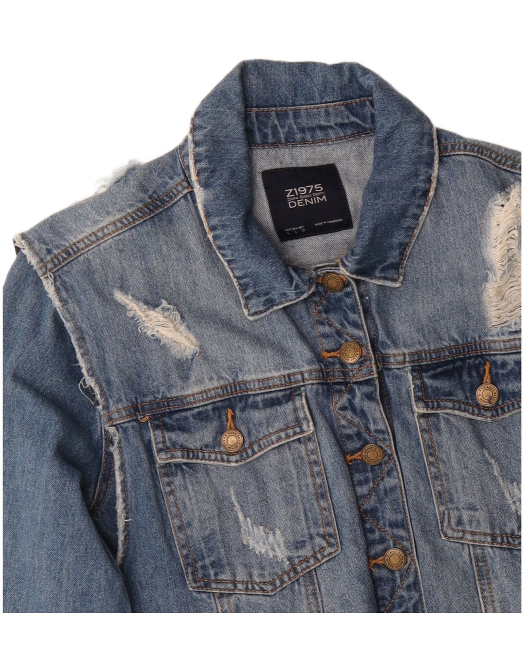 Женская джинсовая куртка ZARA UK 16, большой размер, синяя, хлопок