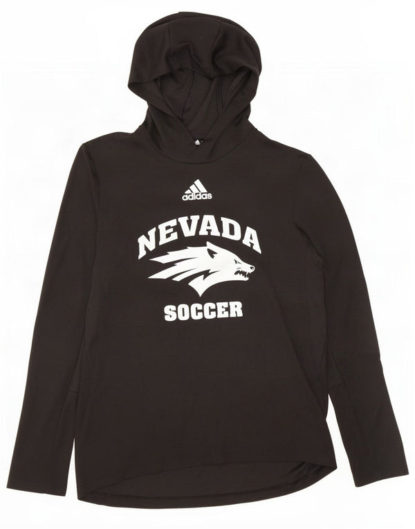 Adidas Mens Nevada Wolf Pack с капюшоном и графическим топом с длинными рукавами, маленький черный