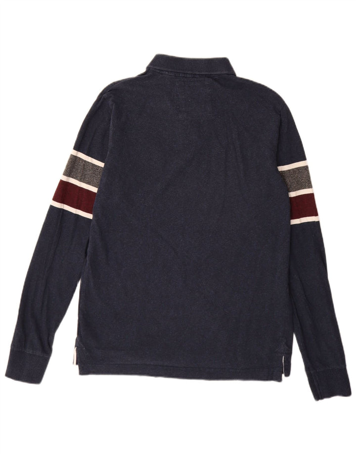 Мужская рубашка-поло для регби Superdry, большая, темно-синяя, хлопковая с цветными блоками