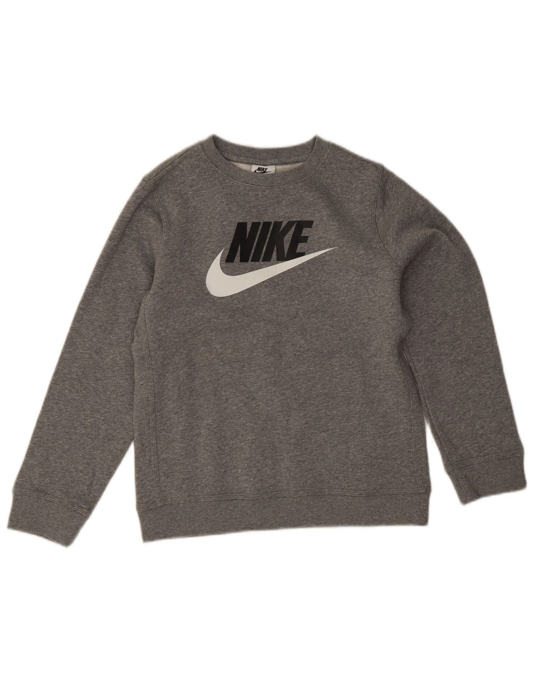 Джемпер с рисунком Nike для мальчиков 10–11 лет, хлопковый средний серый цвет в крапинку