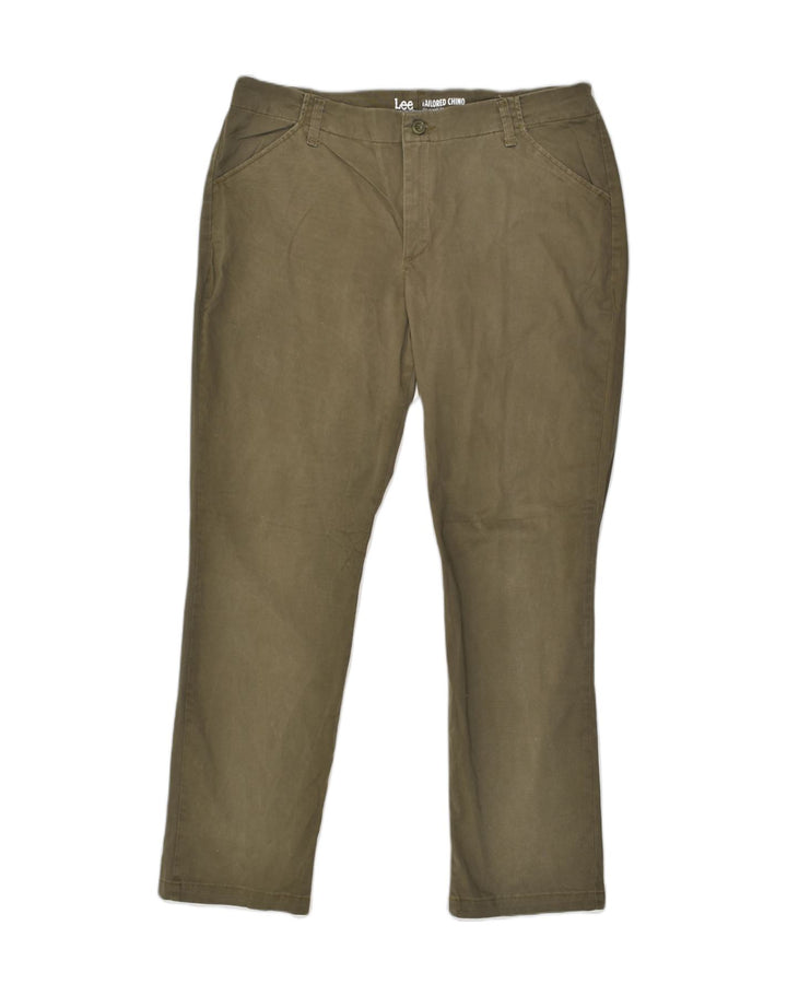 LEE Womens Tailored Slim Straight Chino Trousers W36 L31 Khaki Cotton | Vintage Lee | Thrift | Second-Hand Lee | Used Clothing | Messina Hembry 
