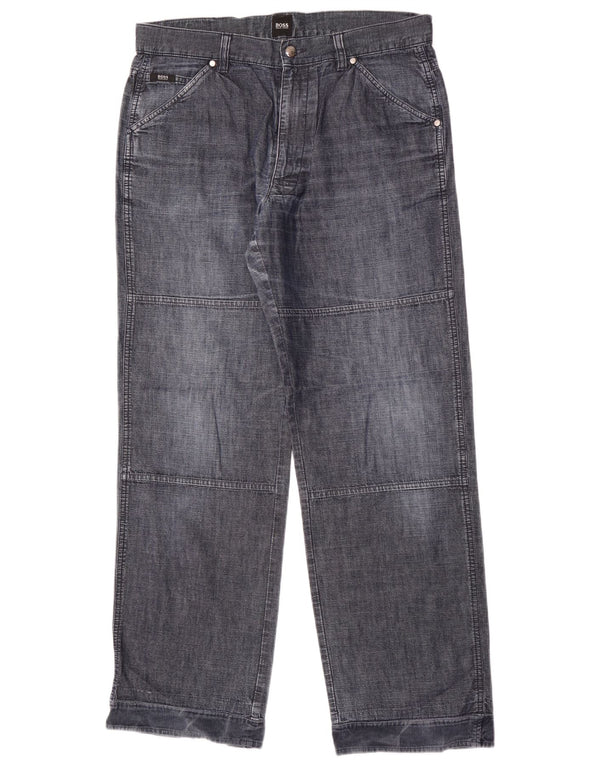 Мужские прямые джинсы Hugo Boss W36 L34 темно-синие, хлопок