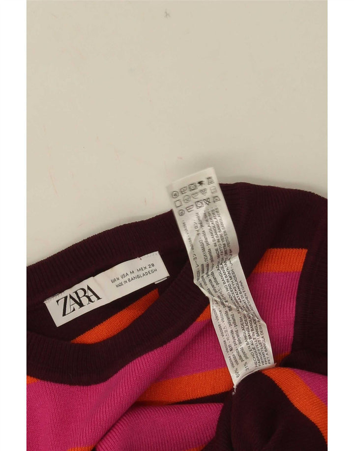 Женский укороченный жилет Zara UK 12, средний размер, вискоза в разноцветную полоску
