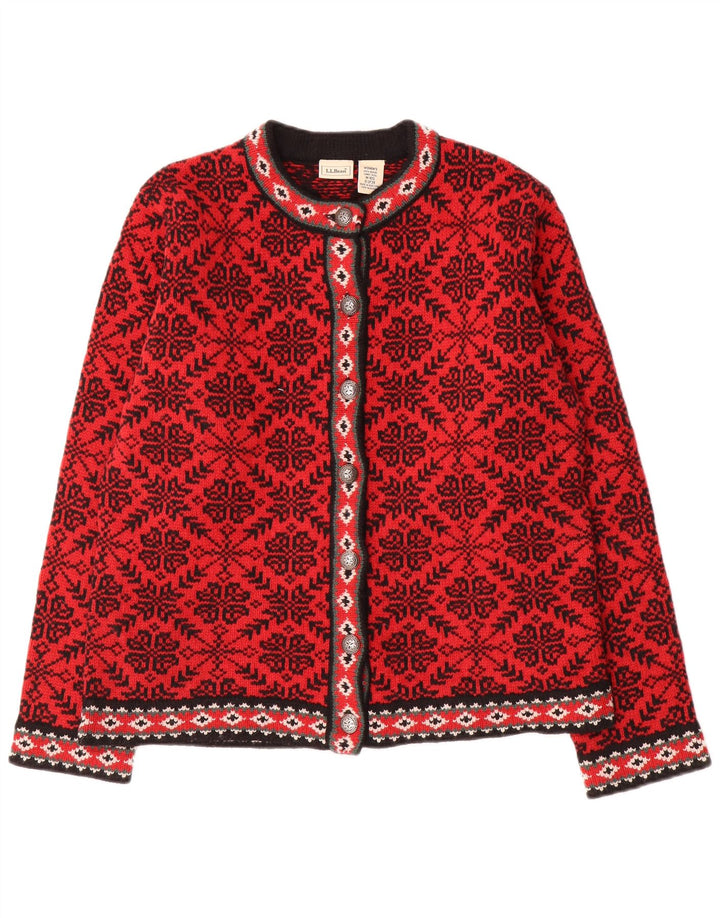 Женский кардиган L.L.Bean, свитер UK 14, средний красный, шерсть Fair Isle
