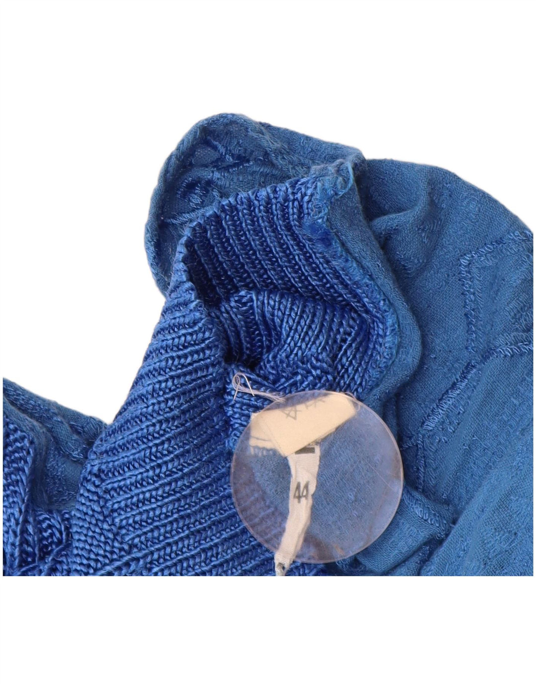 Винтажный женский кардиган-свитер IT 44, средний синий с геометрическим узором, вискоза