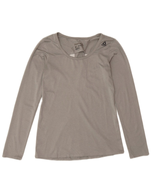 Мужской топ Reebok с длинным рукавом UK 8, маленький, серый, полиэстер, спортивные