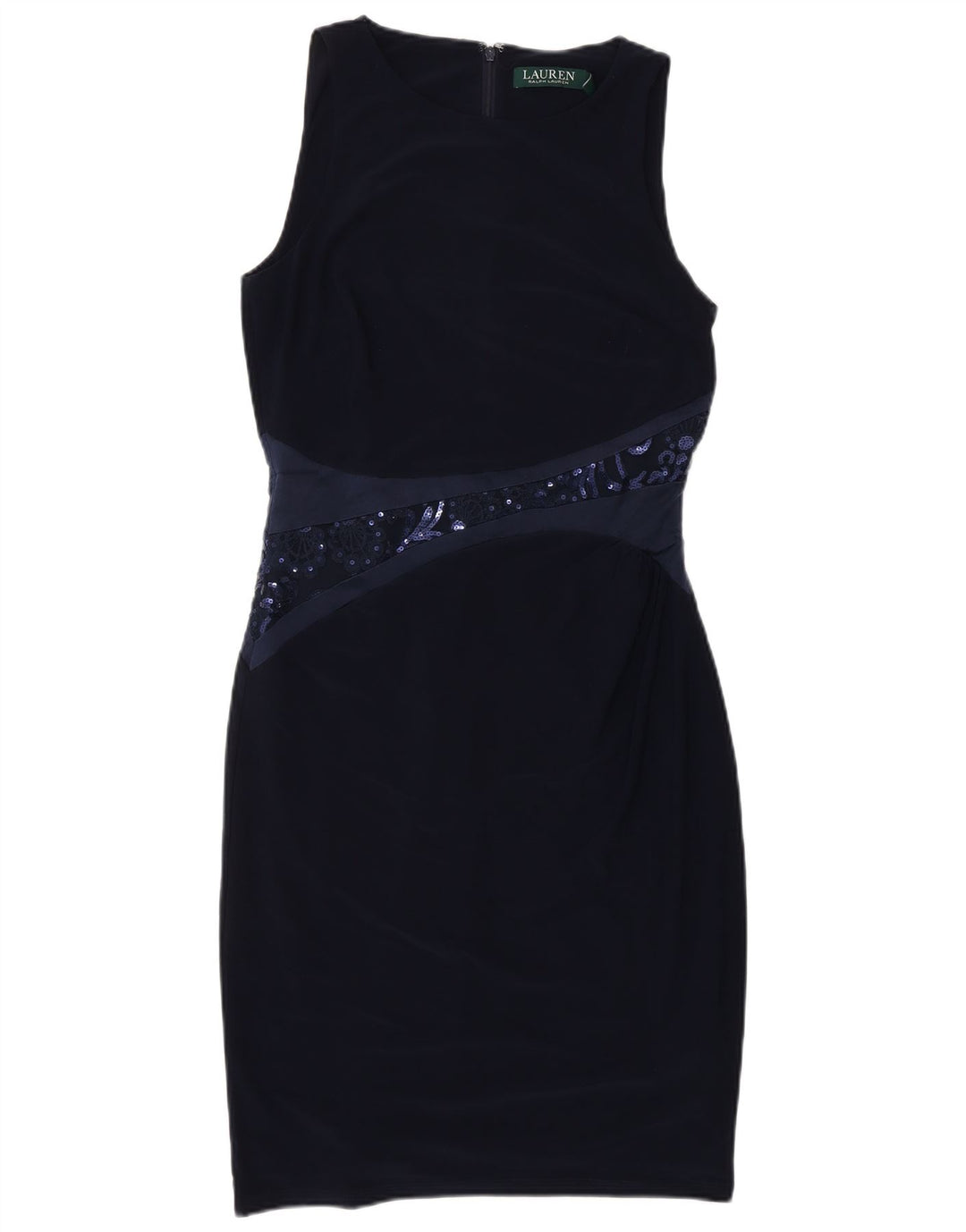 Женское платье-футляр без рукавов RALPH LAUREN, размер США 4, маленький размер, темно-синий, полиэстер