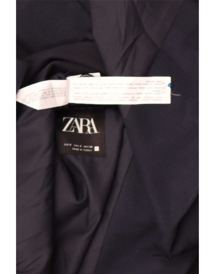 Мужской пиджак Zara на 2 пуговицах UK 36, маленький темно-синий из полиэстера