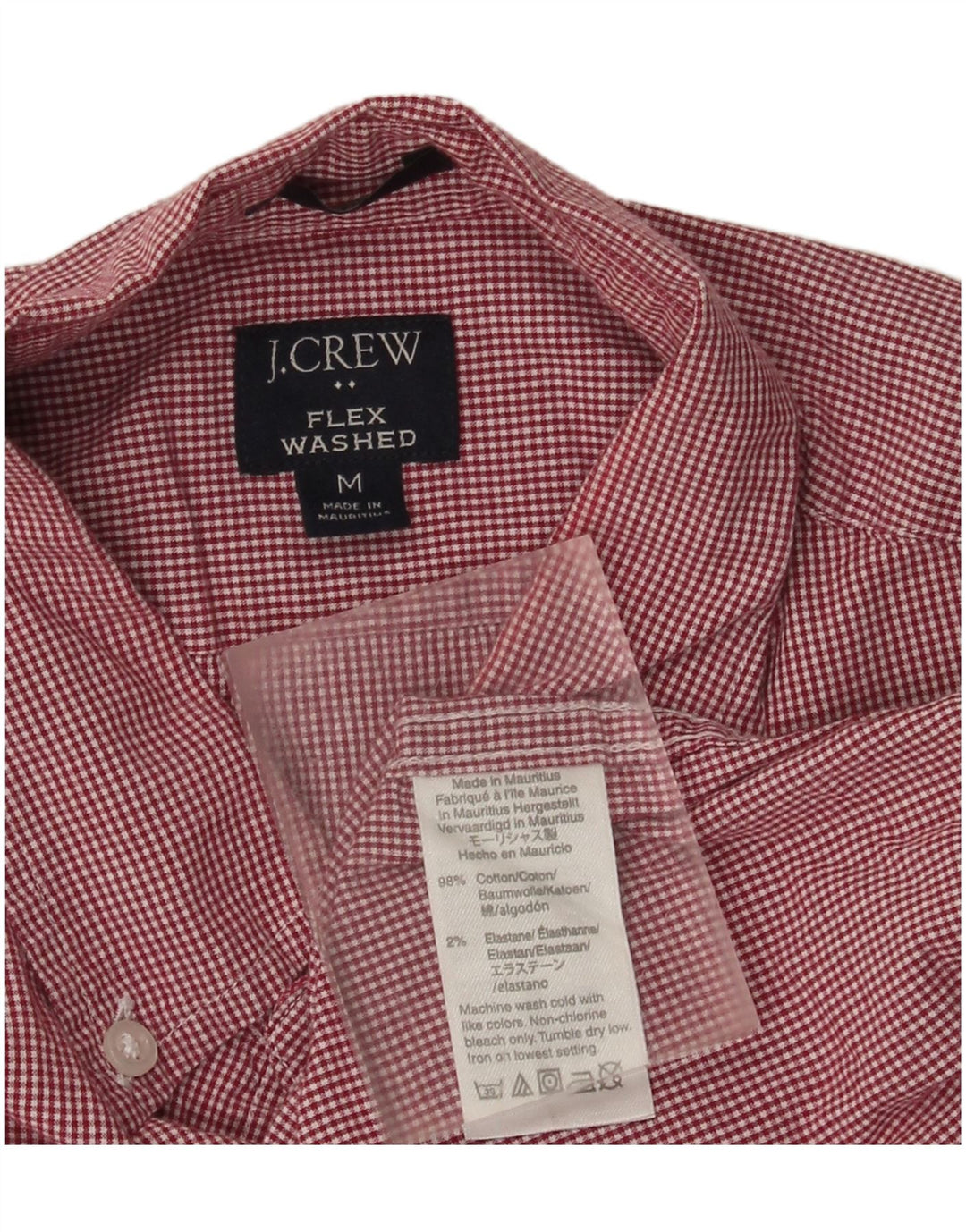 Мужская тонкая рубашка J. Crew в тонкую клетку красного цвета, хлопок среднего размера