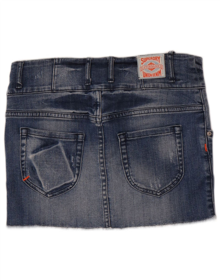 Женская мини-юбка из джинсовой ткани Superdry W28, хлопковая, среднего синего цвета