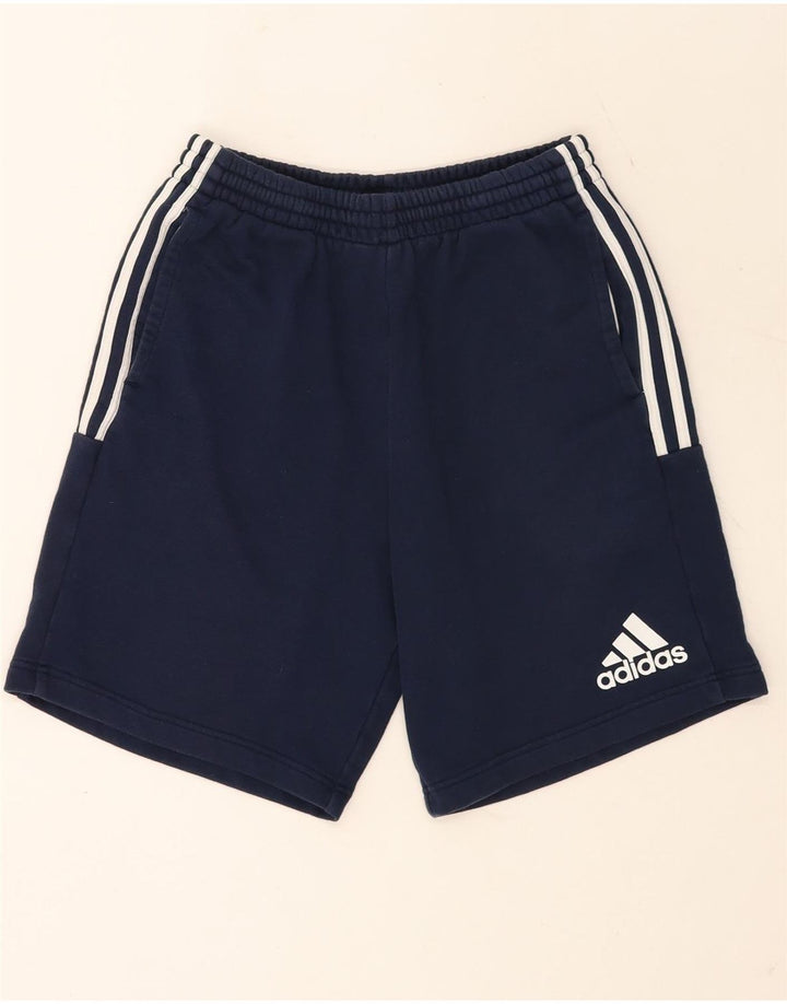 Мужские спортивные шорты Adidas среднего размера, темно-синие, хлопок