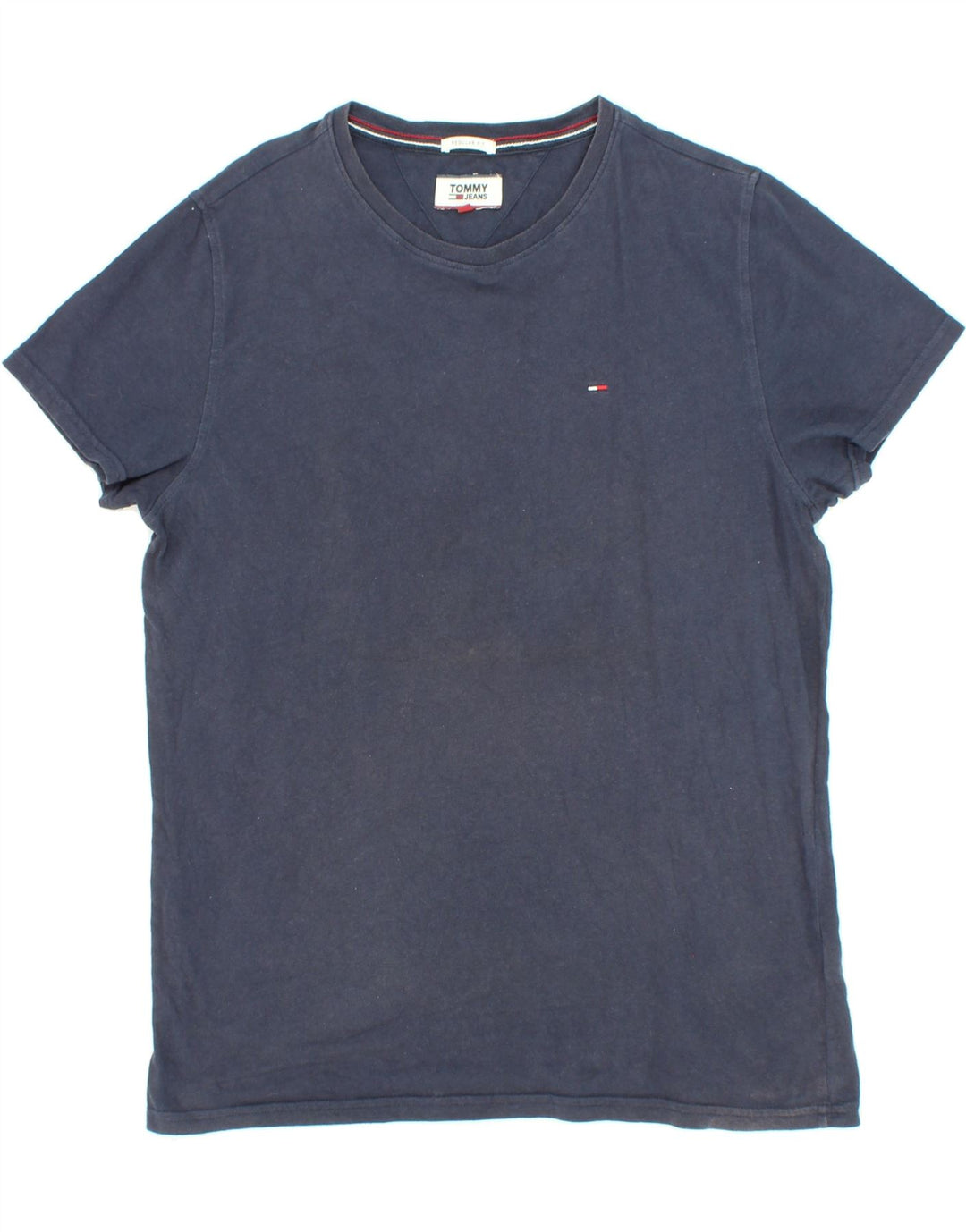 TOMMY HILFIGER Mens Regular Fit T-Shirt Top Medium Navy Blue Cotton Vintage Tommy Hilfiger and Second-Hand Tommy Hilfiger from Messina Hembry 