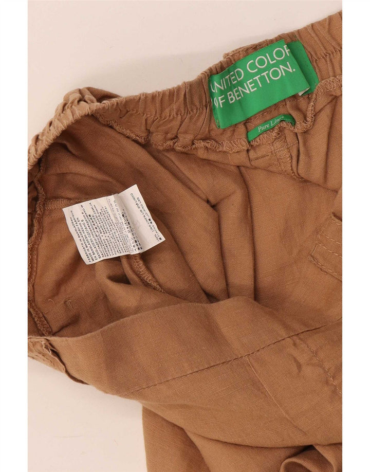 Женские повседневные шорты Benetton с ремешками, средние W32, бежевые, льняные