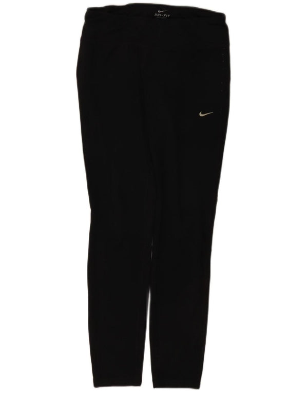 Nike Womens Dri Fit Leggings UK 12 Medium Black Polyester