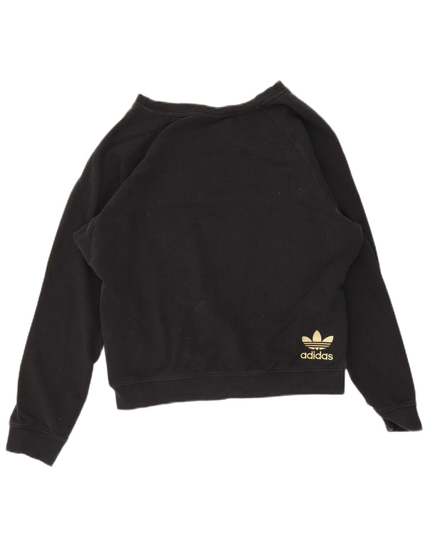 Женский свитер с рисунком Adidas UK 14, средний черный хлопковый джемпер