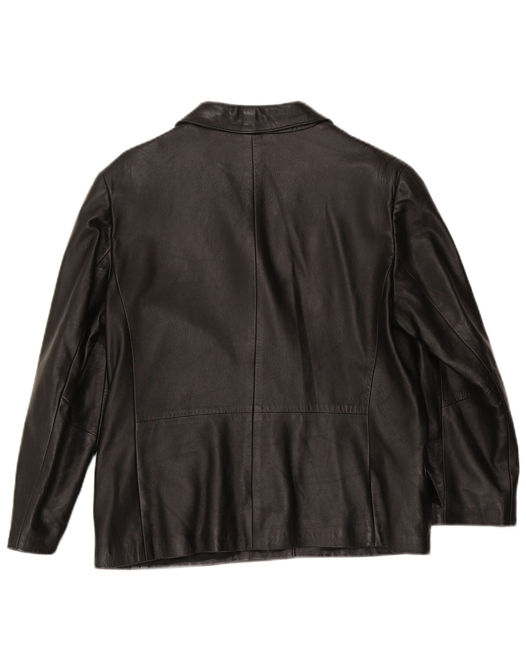 Винтажный женский кожаный пиджак на 3 пуговицах IT 48 XL, черный кожаный