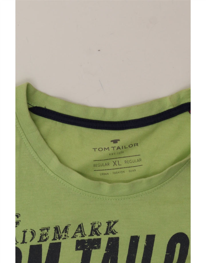 TOM TAILOR Mens Regular Graphic T-Shirt Top XL Green Vintage Tom Tailor and Second-Hand Tom Tailor from Messina Hembry 