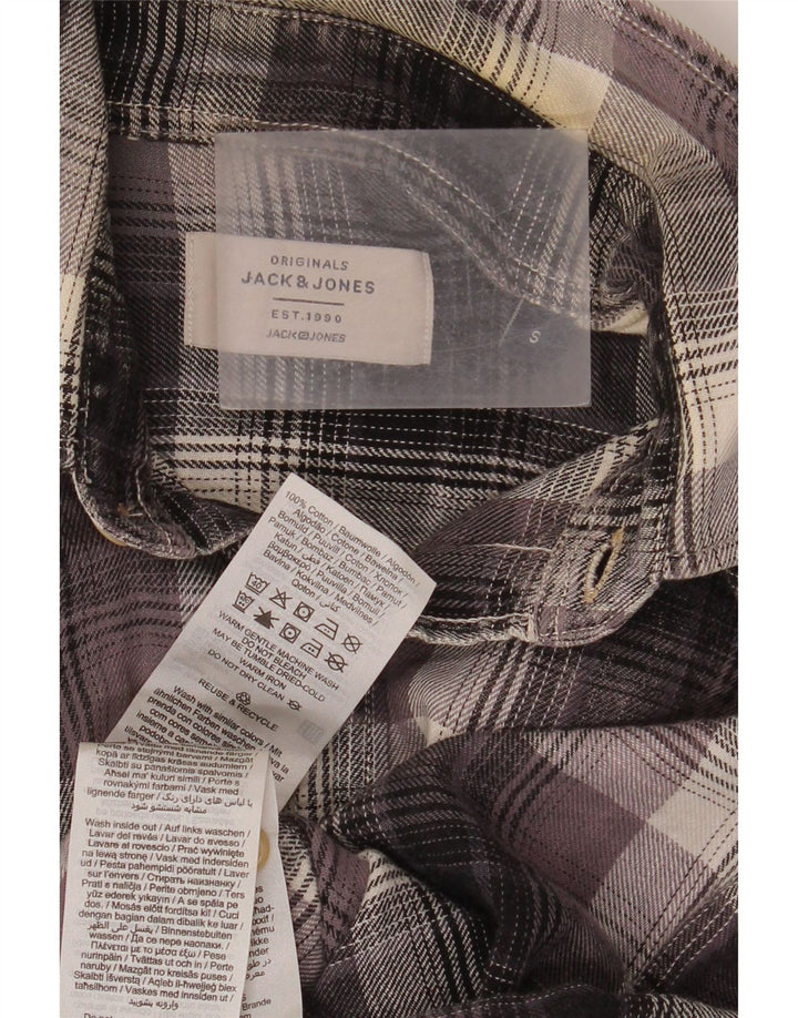 Мужская фланелевая рубашка Jack & Jones, маленькая серая клетка, хлопок