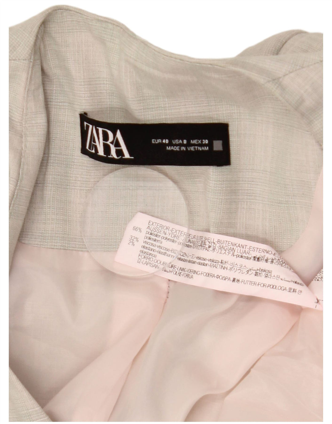 Женский пиджак ZARA на 1 пуговице EU 40, средний серый полиэстер в клетку