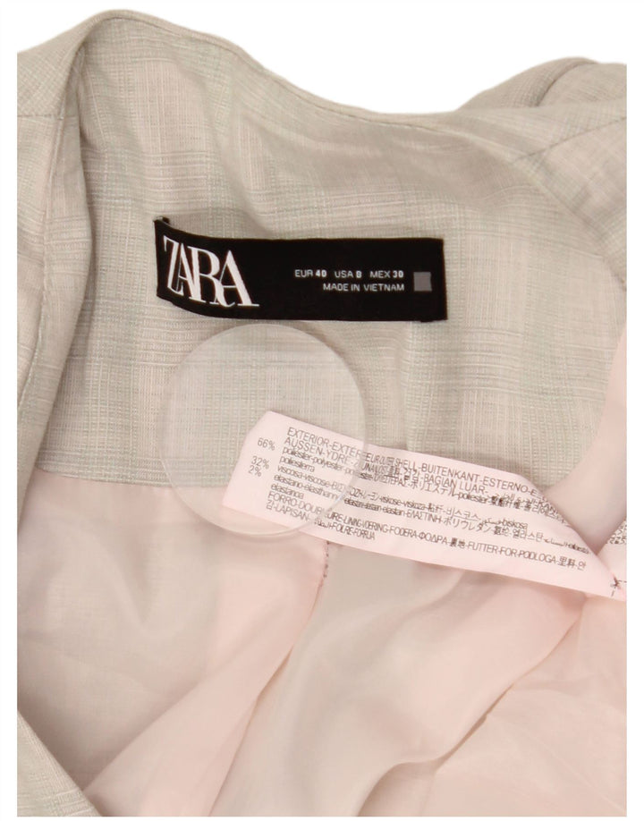 Женский пиджак ZARA на 1 пуговице EU 40, средний серый полиэстер в клетку