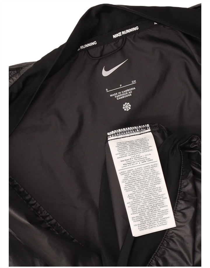Женская дождевик для бега с графическим рисунком Nike UK 10, маленькая черная цветная блокировка