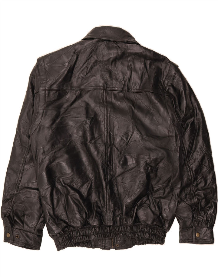 VINTAGE Mens Leather Jacket UK 40 Large Black Patchwork Leather Vintage Vintage and Second-Hand Vintage from Messina Hembry 