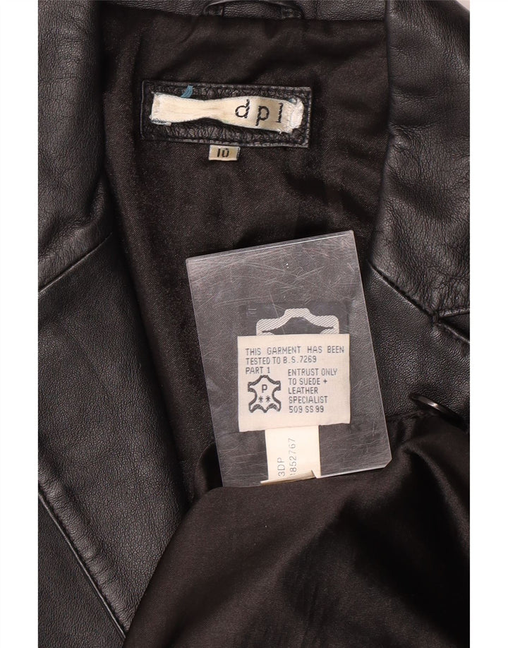 Женское кожаное пальто DPL UK 10 маленькое черное кожаное