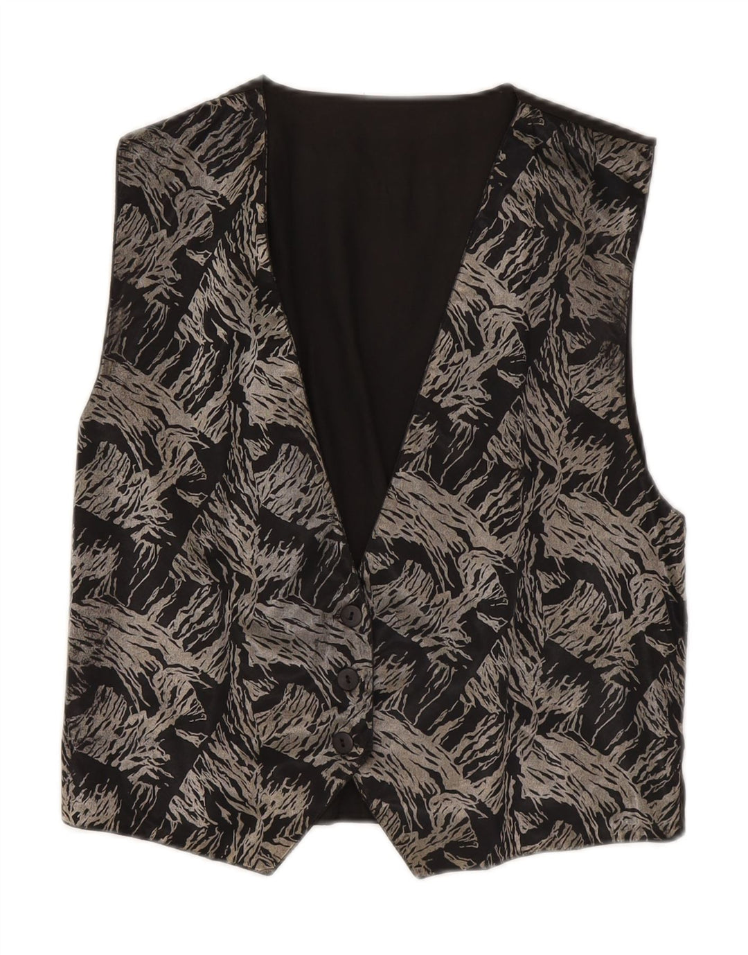 VINTAGE Womens Abstract Pattern Waistcoat UK 12 Medium Black Vintage Vintage and Second-Hand Vintage from Messina Hembry 
