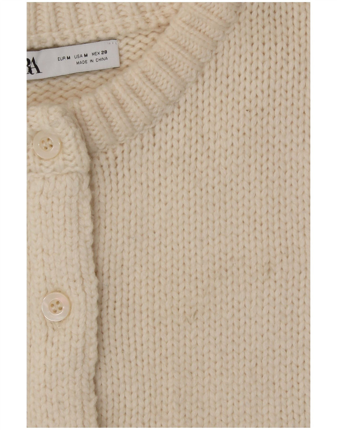 Женский укороченный кардиган Zara UK 12, средний кремовый полиамид белого цвета