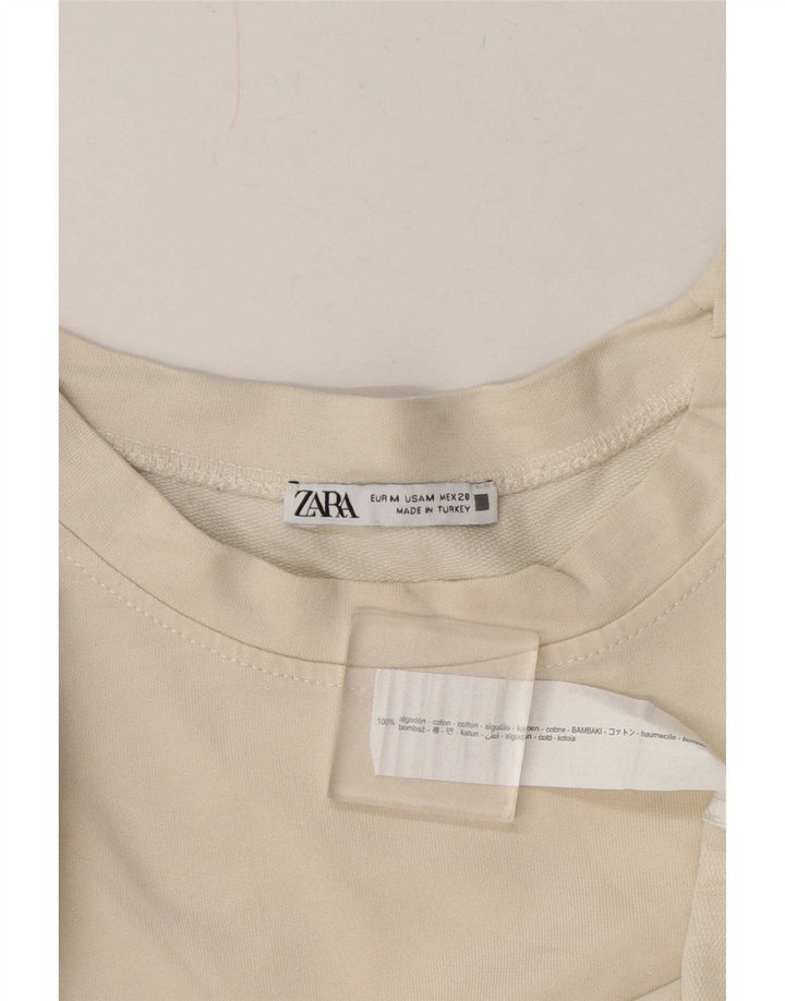Женский джемпер оверсайз с рисунком Zara UK 14, средний белый цветочный принт