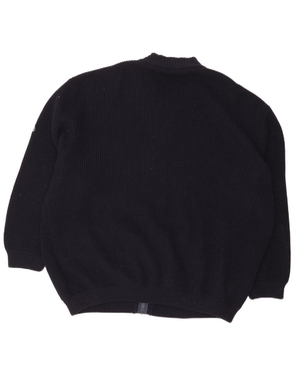 Vintage Mens Oversized Cardigan Sweater XL Navy Blue Wool