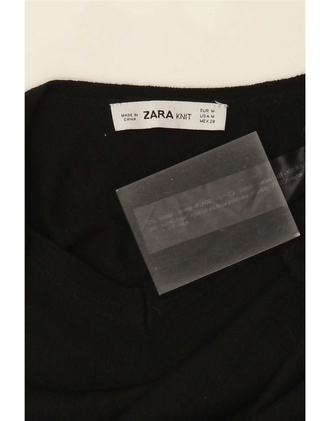 Женский джемпер с v-образным вырезом Zara UK 12, средний черный из вискозы